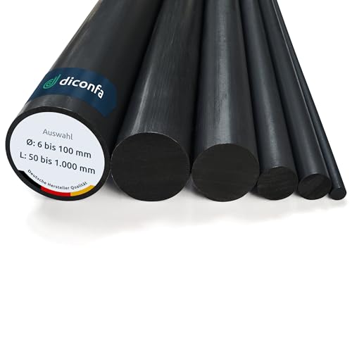 diconfa PVC Rundstab schwarz AUF Maß - AUSWAHL: Ø 40 x 120mm - Ø: 6 bis 100mm - LÄNGE: 100 bis 1000mm entgratet Kunststoff-stange - Hart Vollmaterial Rund-stock robust langlebig von diconfa