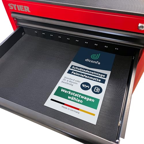 diconfa Schubladeneinlage Werkstattwagen Modell WÄHLEN - kompatibel mit Güde Werkzeugwagen Premium GWSP 07 40877-400 x 530 x 3mm - Antirutsch Gummi-Matte Feinriefe NBR/SBR Ölbeständig von diconfa
