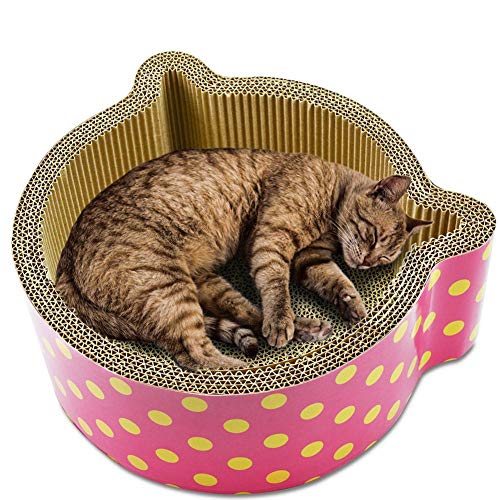 didatecar Katzenkratzbrett Mit Sisal-Spiel Kätzchenkratzer Wellpappe Mit Kostenloser Katzekorb Wellpappe Katzenohren Katzenbett Rund Cat Scratch Board Scratcher Karton Katze Haus Pet Bett Kratzpappe von didatecar