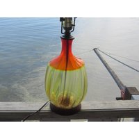 Blenko Orange Bernstein Tisch Lampe Ausgezeichnete 16 1/2" Glas Mitte Des Jahrhunderts von diddle47
