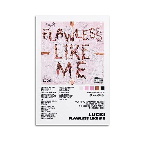 didiDo Lucki Poster Flawless Like Me Musikalbum, Leinwand-Kunstposter und Wandkunst, hängende Dekoration für moderne Familien-Korridor-Poster, 30 x 45 cm von didiDo