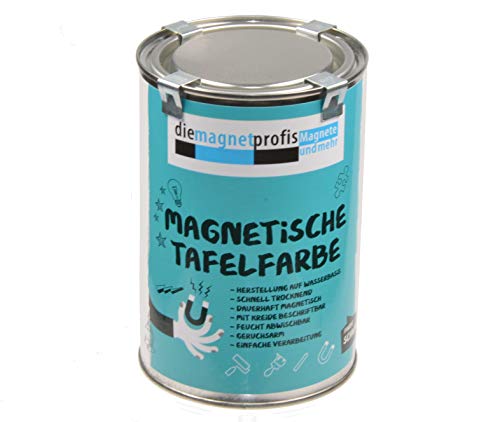 2 in 1 Magnetische Tafelfarbe, matt, magnetisch, extreme Haftkraft, allergikerfreundliche Wandfarbe für innen, ohne Konservierungsmittel schwarz, 1 Liter 3 Magnete/Lieferung von die magnetprofis magnete und mehr