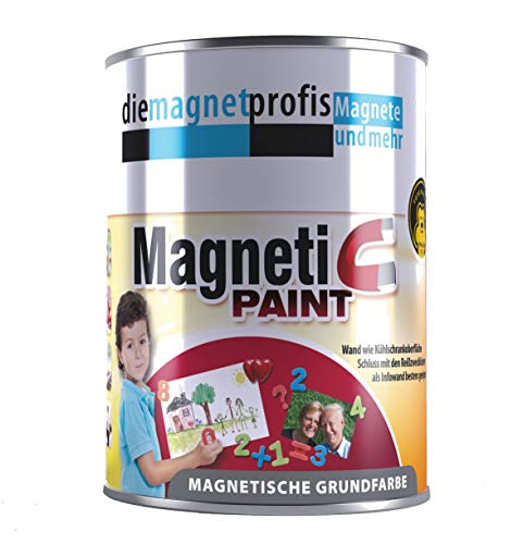 Magnetfarbe,extreme Haftkraft, allergikerfreundliche Wandfarbe für Innenräume,ohne Konservierungsmittel grau, 1 Liter (3 Neodym Magnete pro Dose) von die magnetprofis magnete und mehr