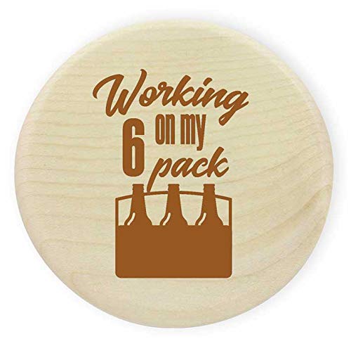 Glasabdeckung Holz "Working on my sixpack" von die stadtmeister