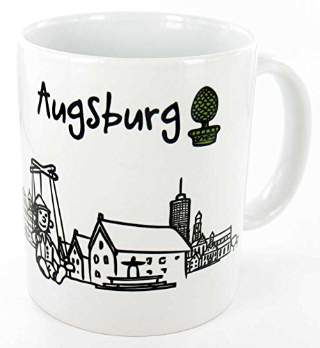 die stadtmeister Keramiktasse Skyline Augsburg - als Geschenk für Augsburger & Fans der Fuggerstadt oder als Augsburg Souvenir von die stadtmeister