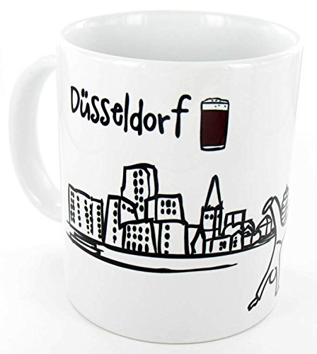 die stadtmeister Keramiktasse Skyline Düsseldorf - als Geschenk für Düsseldorfer & Fans der Metropole am Rhein oder als Düsseldorf Souvenir von die stadtmeister