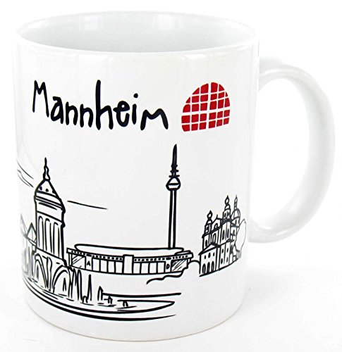 die stadtmeister Keramiktasse Skyline Mannheim - als Geschenk für echte Monnemer & Mannheim-Fans oder als Mannheim Souvenir von die stadtmeister