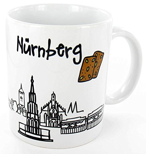 die stadtmeister Keramiktasse Skyline Nürnberg - als Geschenk für Nürnberger & Fans der Frankenmetropole oder als Nürnberg Souvenir von die stadtmeister