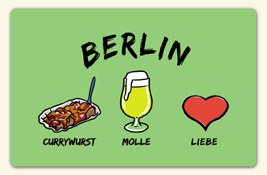 die stadtmeister Kühlschrankmagnet Berlin: Currywurst-Molle-Liebe - als Geschenk für Berliner & Fans der Hauptstadt oder als Berlin Souvenir von die stadtmeister