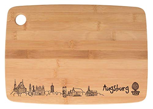 Schneidebrett/Vesperbrett aus Bambus "Skyline Augsburg" von die stadtmeister