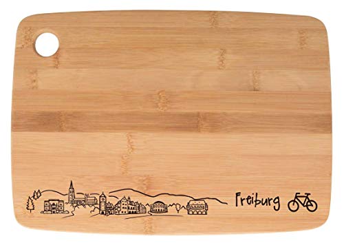 Schneidebrett/Vesperbrett aus Bambus "Skyline Freiburg" von die stadtmeister