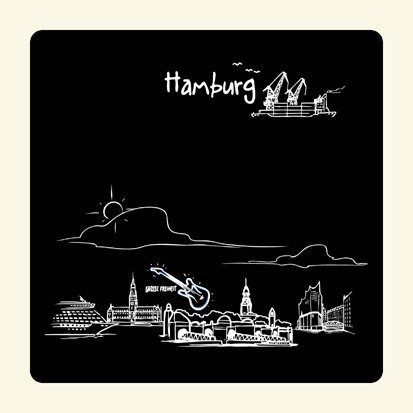 Untersetzer 2er Set Skyline Hamburg (schwarz) - als Geschenk für Hamburger & Fans der Hansestadt oder als Hamburg Souvenir von die stadtmeister