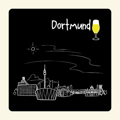 die stadtmeister Untersetzer Skyline Dortmund (schwarz) - als Geschenk für Dortmunder & Fans der Westfalenmetropole oder als Dortmund Souvenir von die stadtmeister