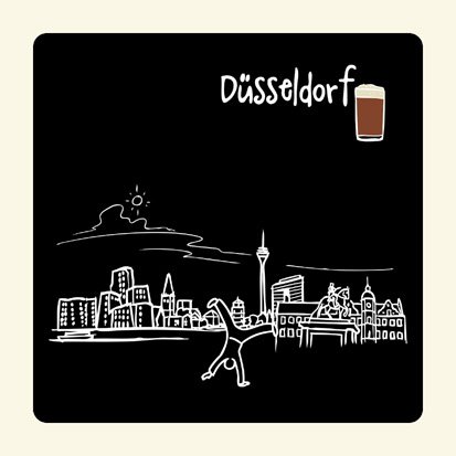 die stadtmeister Untersetzer Skyline Düsseldorf (schwarz) - als Geschenk für Düsseldorfer & Fans der Metropole am Rhein oder als Düsseldorf Souvenir von die stadtmeister