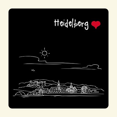 Untersetzer Skyline Heidelberg (schwarz) - als Geschenk für Heidelberger & Fans der Universitätsstadt oder als Heidelberg Souvenir - die stadtmeister von die stadtmeister