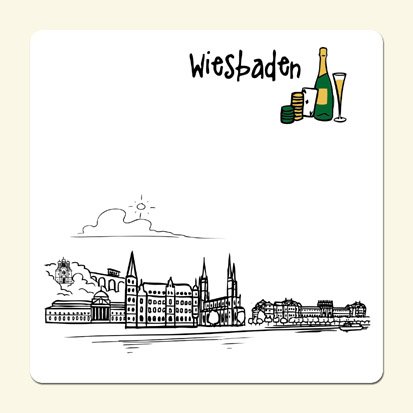 Untersetzer Skyline Wiesbaden (weiß) - als Geschenk für Wiesbadener & Fans Wiesbadens oder als Souvenir - die stadtmeister von die stadtmeister
