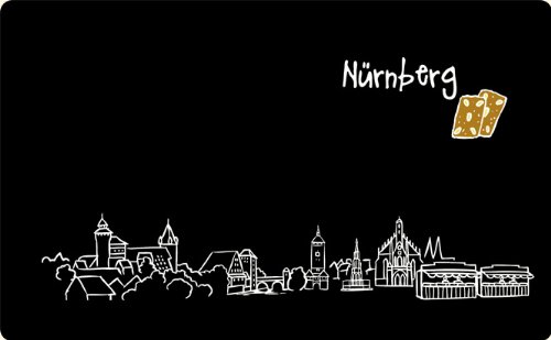 Frühstücksbrettchen "Skyline Nürnberg" - als Geschenk für Nürnberger & Fans der Frankenmetropole oder als Nürnberg Souvenir von die stadtmeister