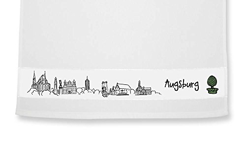 die stadtmeister Geschirrtuch Skyline Augsburg - als Geschenk für Augsburger & Fans der Fuggerstadt oder als Augsburg Souvenir von die stadtmeister
