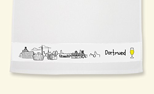 die stadtmeister Geschirrtuch Skyline Dortmund - als Geschenk für Dortmunder & Fans der Westfalenmetropole oder als Dortmund Souvenir von die stadtmeister