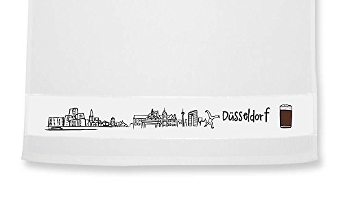 die stadtmeister Geschirrtuch Skyline Düsseldorf - als Geschenk für Düsseldorfer & Fans der Metropole am Rhein oder als Düsseldorf Souvenir von die stadtmeister