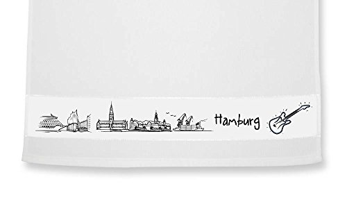 die stadtmeister Geschirrtuch Skyline Hamburg - als Geschenk für Hamburger & Fans der Hansestadt oder als Hamburg Souvenir von die stadtmeister