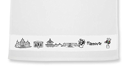 die stadtmeister Geschirrtuch Skyline Hannover - als Geschenk für Hannoveraner & Fans der Niedersachsenmetropole oder als Hannover Souvenir von die stadtmeister