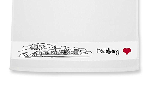 die stadtmeister Geschirrtuch Skyline Heidelberg - als Geschenk für Heidelberger & Fans der Universitätsstadt oder als Heidelberg Souvenir von die stadtmeister