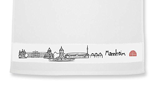 die stadtmeister Geschirrtuch Skyline Mannheim - als Geschenk für echte Monnemer & Mannheim-Fans oder als Mannheim Souvenir von die stadtmeister