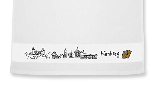 die stadtmeister Geschirrtuch Skyline Nürnberg - als Geschenk für Nürnberger & Fans der Frankenmetropole oder als Nürnberg Souvenir von die stadtmeister