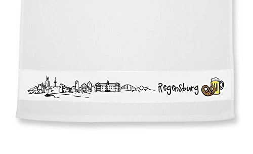 die stadtmeister Geschirrtuch Skyline Regensburg - als Geschenk für Regenburger & Fans Regensburgs oder als Souvenir von die stadtmeister