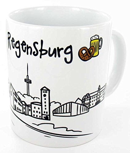 die stadtmeister Keramiktasse Skyline Regensburg - als Geschenk für Regenburger & Fans Regensburgs oder als Souvenir von die stadtmeister