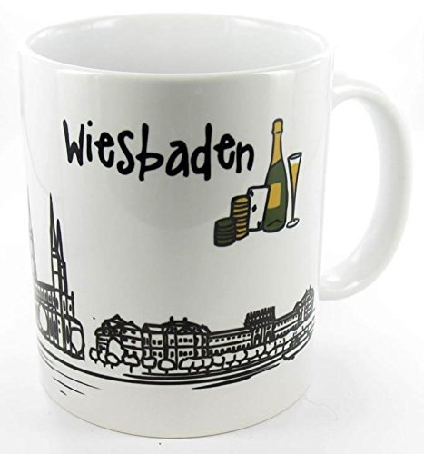 die stadtmeister Keramiktasse Skyline Wiesbaden - als Geschenk für Wiesbadener & Fans Wiesbadens oder als Souvenir von die stadtmeister