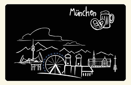 die stadtmeister Kühlschrankmagnet Skyline München - als Geschenk für Münchner & Fans der Weltstadt mit Herz oder als München Souvenir von die stadtmeister