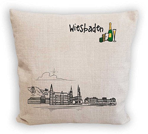 die stadtmeister Sofakissen Skyline Wiesbaden von die stadtmeister