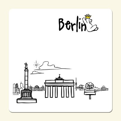 Untersetzer 2er Set Skyline Berlin (weiß) - als Geschenk für Berliner & Fans der Hauptstadt oder als Berlin Souvenir von die stadtmeister