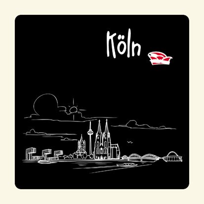 Untersetzer 2er Set Skyline Köln (schwarz) - als Geschenk für Kölner & Fans der Domstadt oder als Kölle Souvenir von die stadtmeister
