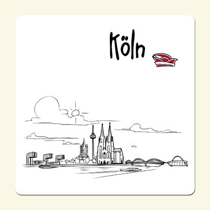 Untersetzer 2er Set Skyline Köln weiß von die stadtmeister