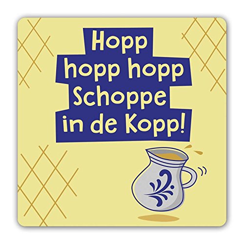 die stadtmeister Untersetzer HOPP HOPP HOPP, Schoppe in de Kopp! - Trinkspruch - Klassiker aus Hessen von die stadtmeister