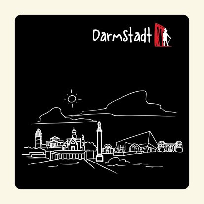 Untersetzer Skyline Darmstadt (schwarz) - als Geschenk für Darmstadter & Fans der Stadt des Jugendstils oder als Darmstadt Souvenir - die stadtmeister von die stadtmeister