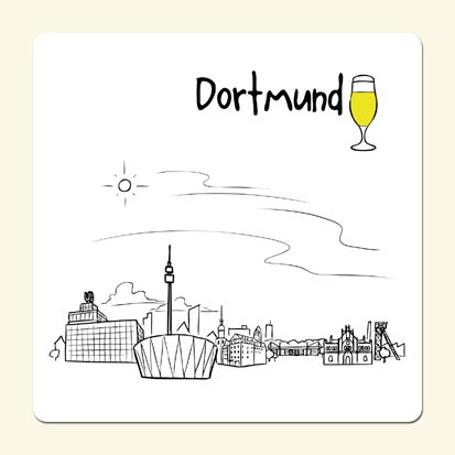 die stadtmeister Untersetzer Skyline Dortmund (Weiss) - als Geschenk für Dortmunder & Fans der Westfalenmetropole oder als Dortmund Souvenir von die stadtmeister