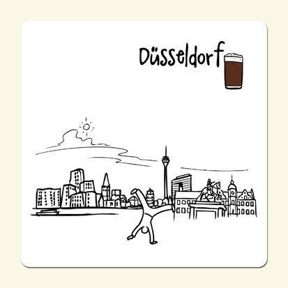 die stadtmeister Untersetzer Skyline Düsseldorf (weiß) - als Geschenk für Düsseldorfer & Fans der Metropole am Rhein oder als Düsseldorf Souvenir von die stadtmeister