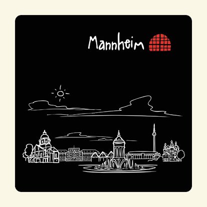die stadtmeister Untersetzer Skyline Mannheim (schwarz) - als Geschenk für echte Monnemer & Mannheim-Fans oder als Mannheim Souvenir von die stadtmeister