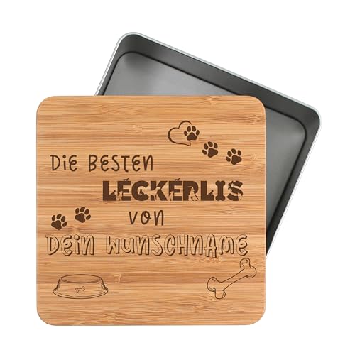 Leckerlidose personalisiert mit Namen aus Metall für Hunde oder Katzen Aufbewahrungsdose 1450ml für Hundesnacks oder Katzensnacks Geschenkidee für Tierliebhaber L03 von die-veredler