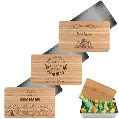 die-veredler Osterkörbchen personalisiert Osterlammbox Osternest Keksdose Plätzchendose mit Namen Osterdeko Osterkorb für Mama Papa Oma Opa Freund oder Freundin Kinder und Erwachsene (GROSS) von die-veredler
