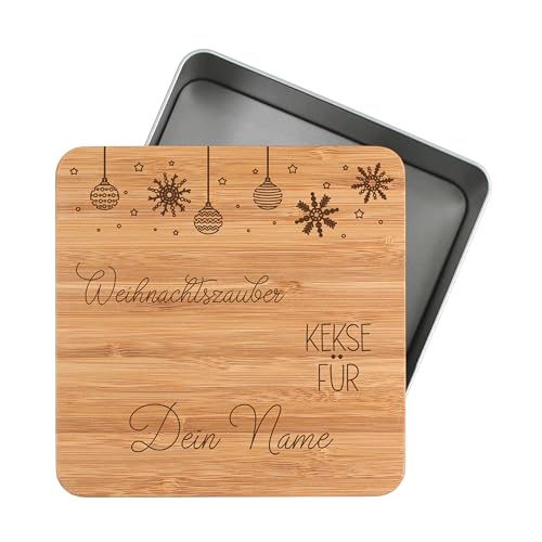 die-veredler Personalisierte Keksdose mit Namen Stollenbox Metalldose 1450ml für Christstollen mit Wunschnamen persönliches Geschenk für Weihnachten Plätzchendose Weihnachtskekse D02 von die-veredler