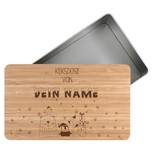 die-veredler Personalisierte Keksdose mit Namen Stollenbox Metalldose 2700ml für Christstollen mit Wunschnamen persönliches Geschenk für Weihnachten Plätzchendose Weihnachtskekse D03 von die-veredler