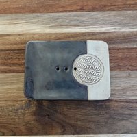 Seifenschale Aus Keramik Blume Des Lebens Anthrazit , Großes Format von dieKunstwerkstatt