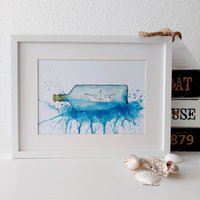 Kunstdruck Poster Maritimer Druck Deko Bild A4 Flaschenpost Wanddekoration Bad Wohnzimmer Illustration Aquarell Fineartprint Nordic Wall Art Kunstdruck Poster Maritimer Druck Deko Bild A4 Flaschenpost Wanddekoration Bad Wohnzimmer Illustration Aquarell Fineartprint Nordic Wall Art von dieOstseesonne