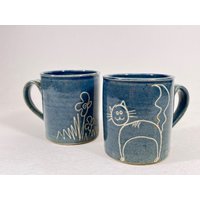 Keramik Tasse Mit Katze, Handgetöpfert, Lieblingsbecher von dieToepferwerkstatt