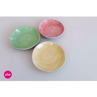 3Er-Set Spaghetti Bowl | Handbemalt Gelb/Rosa/Grün von dieWirkstatt